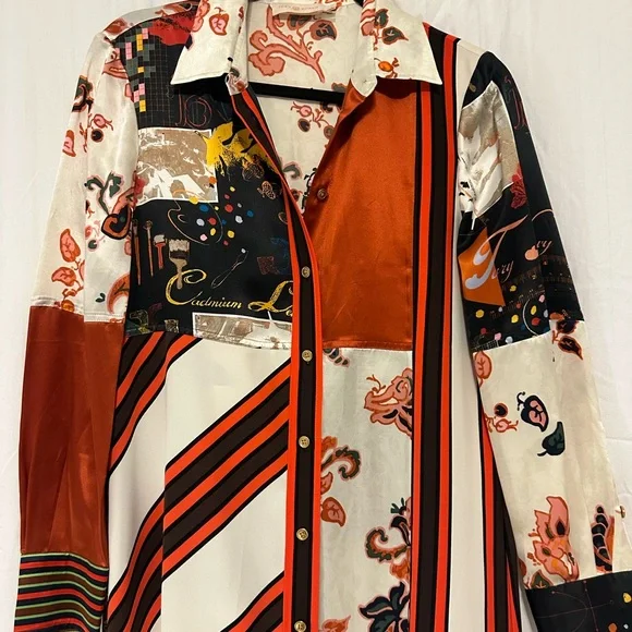 Tory Burch patchwork silk midi dress - Picture 8 of 9